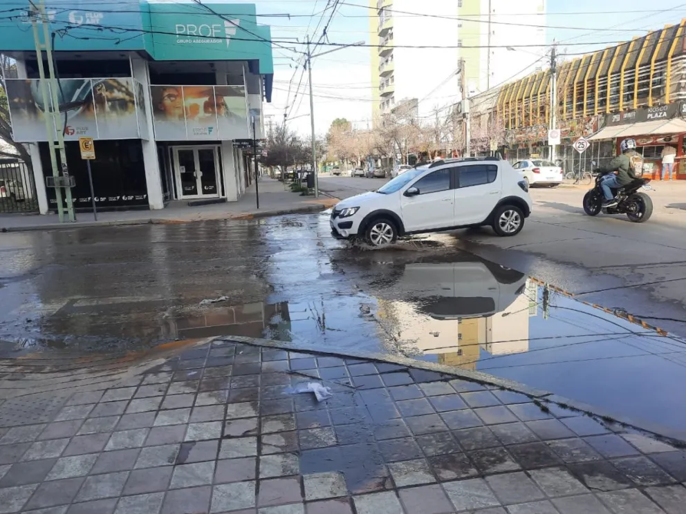 ¡Increíble! En pleno centro, el agua emana desde el asfalto y nadie interviene