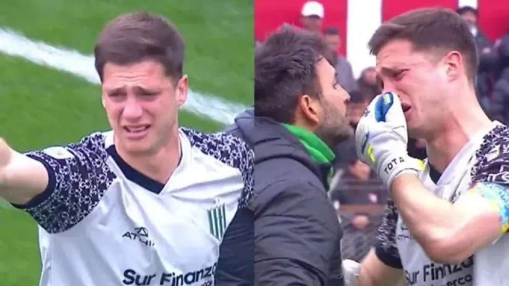 Desconsolado: el arquero de Banfield recibió un golpe, se desvaneció, y pidió desconsolado que no lo saquen