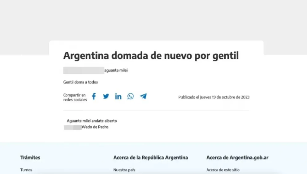 El gobierno argentino sufre un ataque cibernético: "Andate Alberto"