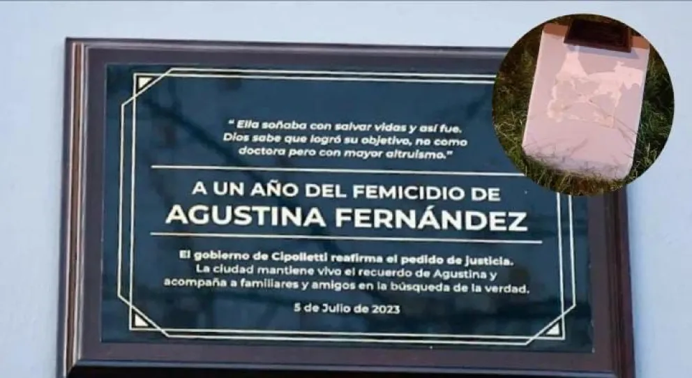   Robaron la placa en honor a Agustina Fernández de la plaza San Martín