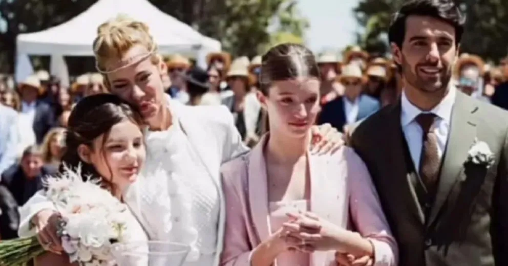 Las emotivas postales de Nicole Neumann y sus hijas menores en la boda con Manu Urcera