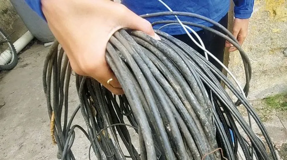Robaron cables a plena luz día y los vecinos lograron filmarlo