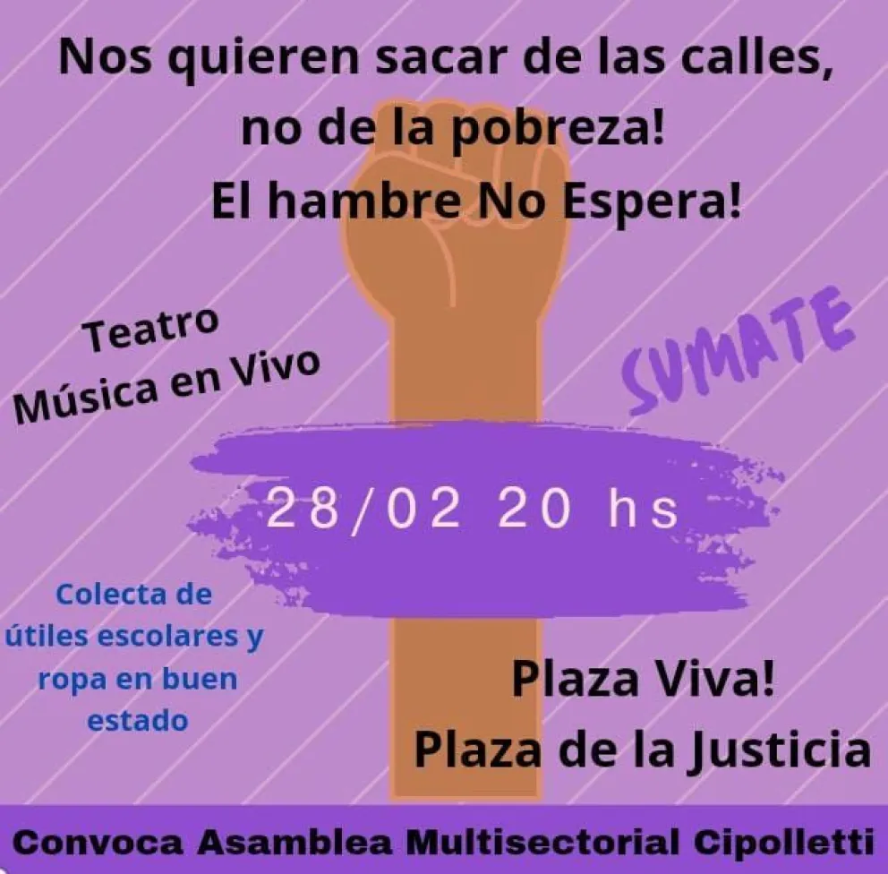 La Multisectorial de Cipolletti convoca a un reclamo en la Plaza 