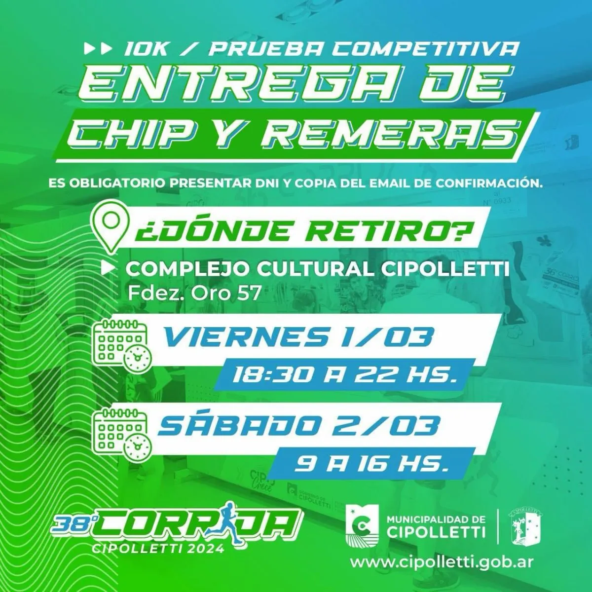 entrega de remeras Corrida Ciudad de Cipolletti