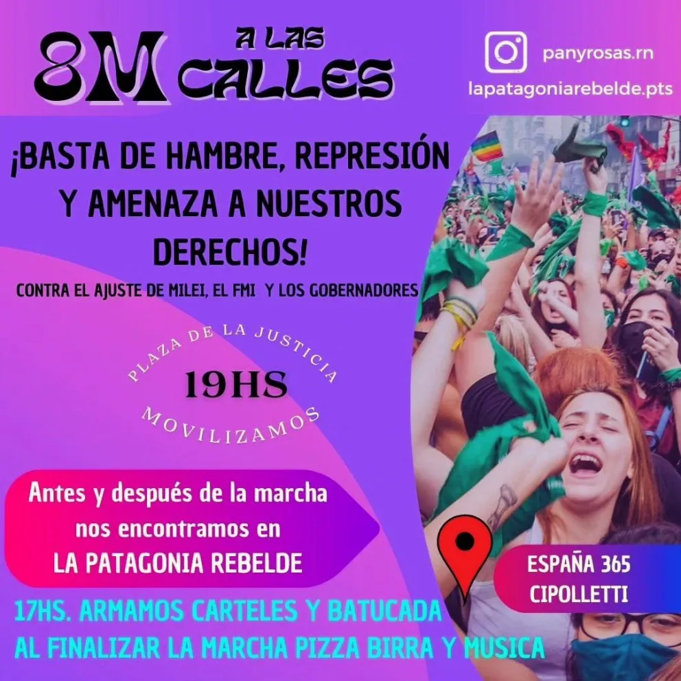 8 de Marzo: el Alto Valle se suma a las marchas por el Día de la Mujer