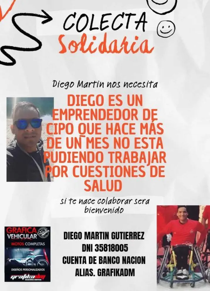 Cipolletti solidario: campaña para ayudar a Diego, que está en terapia intensiva