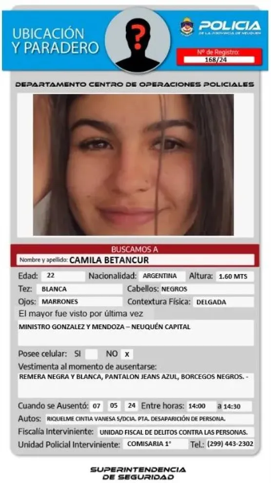Buscan intensamente a una joven en el Alto Valle 