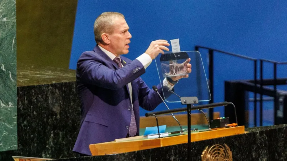 El embajador de Israel en la ONU trituró la Carta de las Naciones Unidas en rechazo al apoyo a Palestina