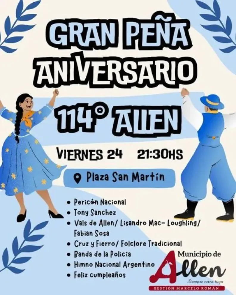 Una localidad del Alto Valle celebra su cumpleaños con una grilla de importantes artistas