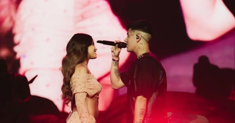 Duki y Emilia Mernes vivieron un tierno momento en el Bernebéu