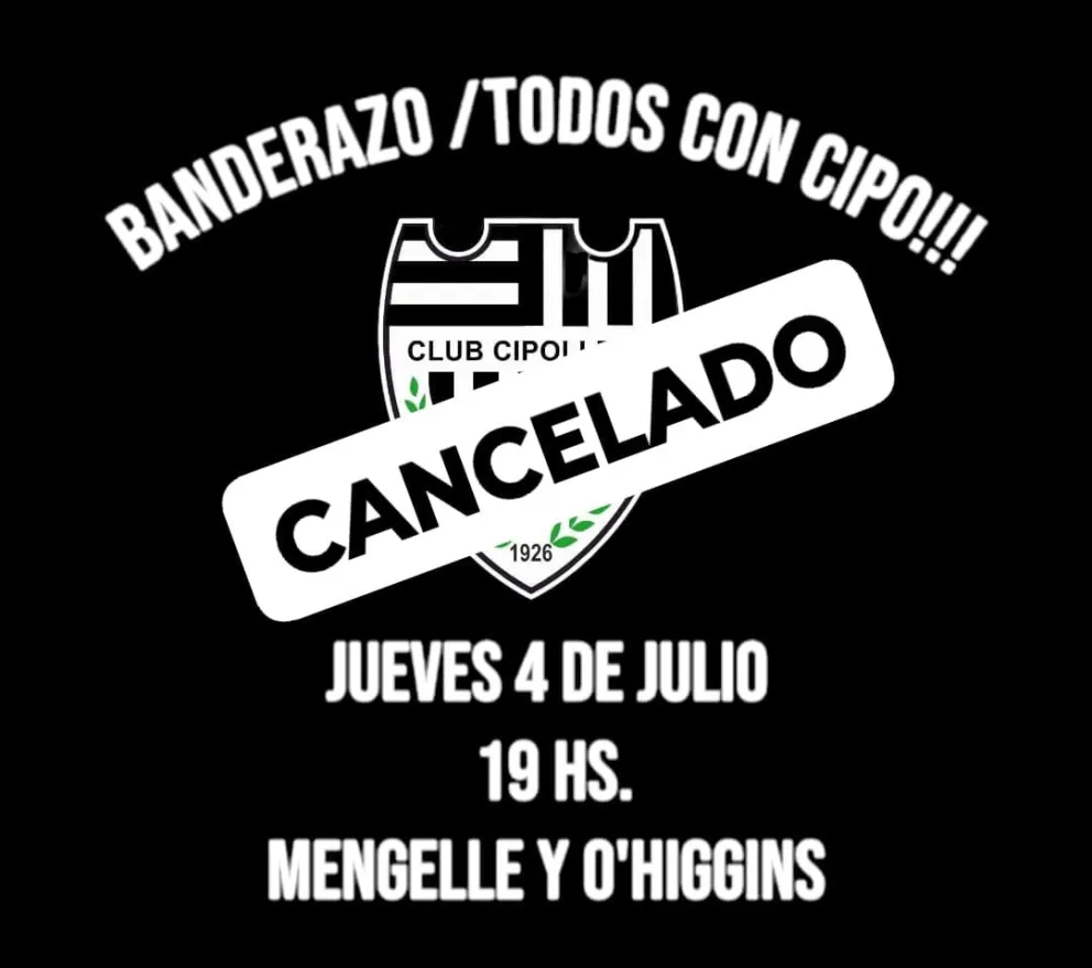 Se suspendió el banderazo de los hinchas del Club Cipolletti