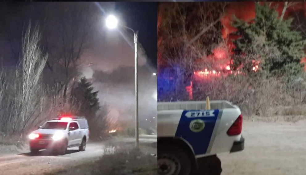 Gran incendio en la zona de barrio Espejo de Cipolletti: trabajaron varias dotaciones de bomberos 