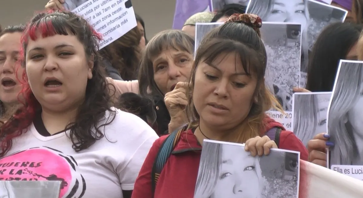 Lila Aguerre mam&aacute; de Luciana Mu&ntilde;oz en la marcha