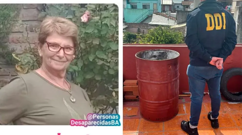 Encontraron a una jubilada muerta en un tambor de aceite de 200 litros: detuvieron a su nieto