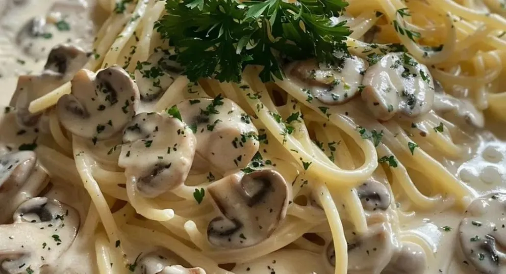 La receta perfecta en sólo tres pasos: fideos con salsa cremosa de champiñones 