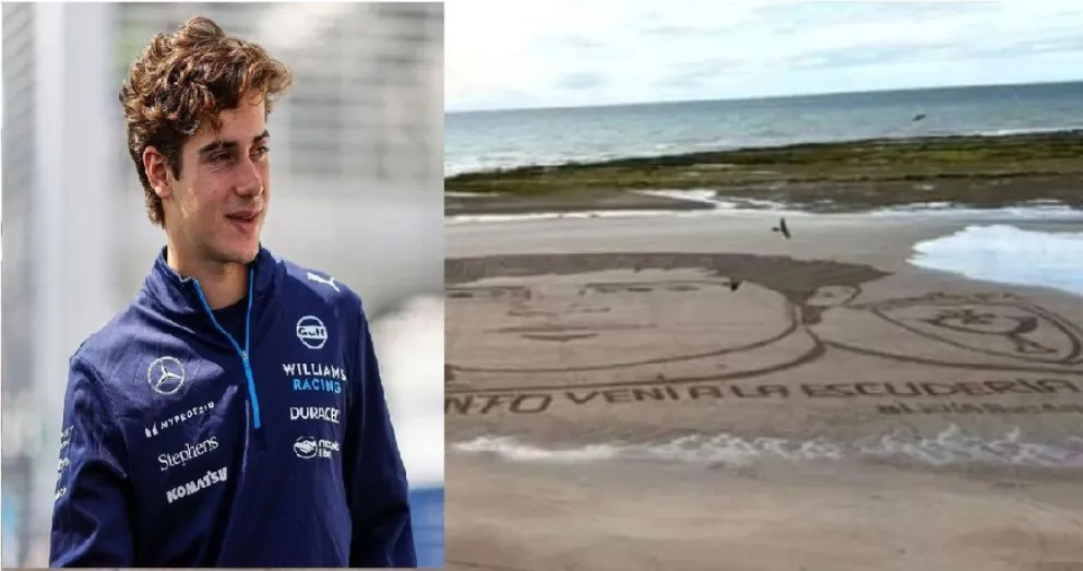 Dibujaron a Franco Colapinto en las playas de Las Grutas y el piloto respondió con un particular pedido