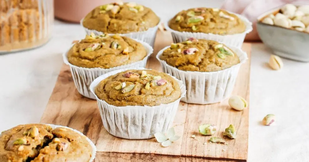 Una delicia para la merienda: muffins húmedos de pistacho