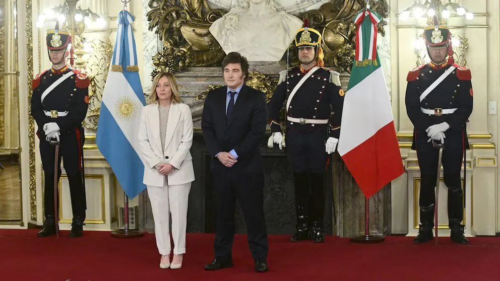 Javier Milei se reunió con Giorgia Meloni en la Casa Rosada