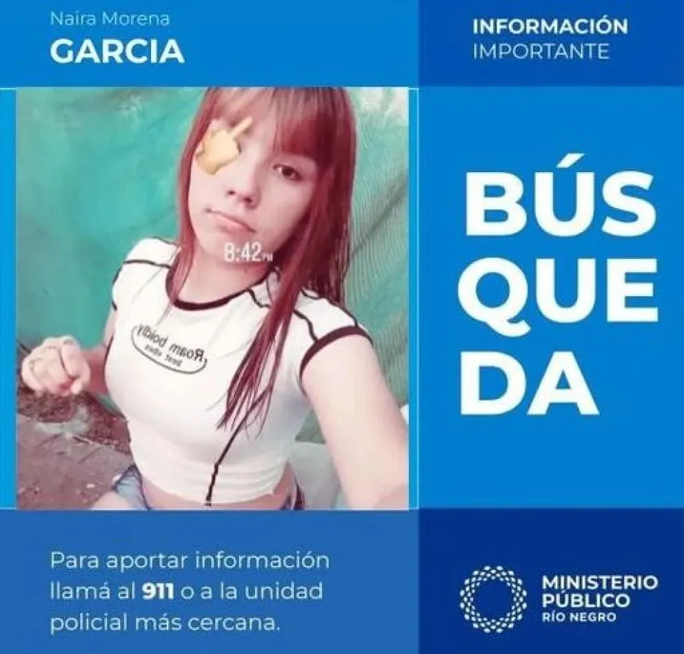 Se activó el protocolo de búsqueda de Naira Morena García. Foto (MPF).