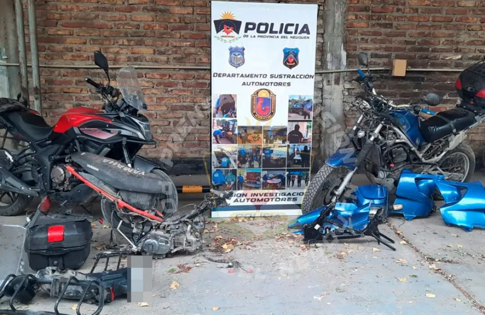 El desarmadero funcionaba en un sector de la toma El Nido, ubicada contras la barda noroeste de Neuquén capital. Foto: Policía de Neuquén.