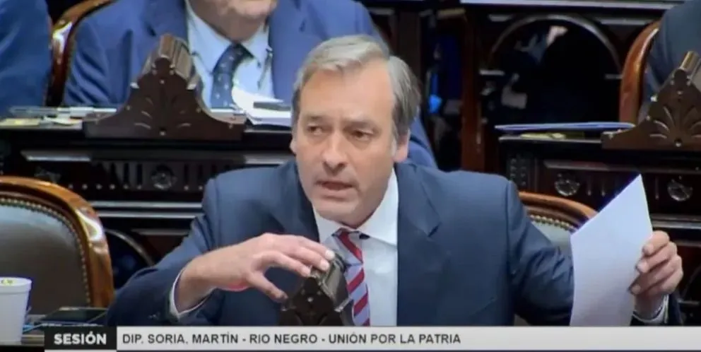 En Diputados, Soria exhibió las pruebas de la causa que tuvo la libertaria Villaverde en Estados Unidos por narcotráfico. Foto (Imágenes sesión del Congreso).