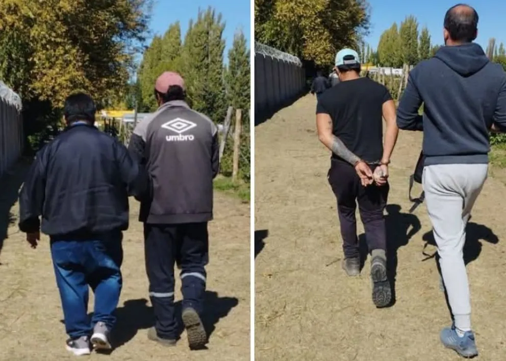 Los dos hermanos fueron capturados en una chacra de Plottier, donde realizaban tareas rurales Imagen: Policía de Neuquén.