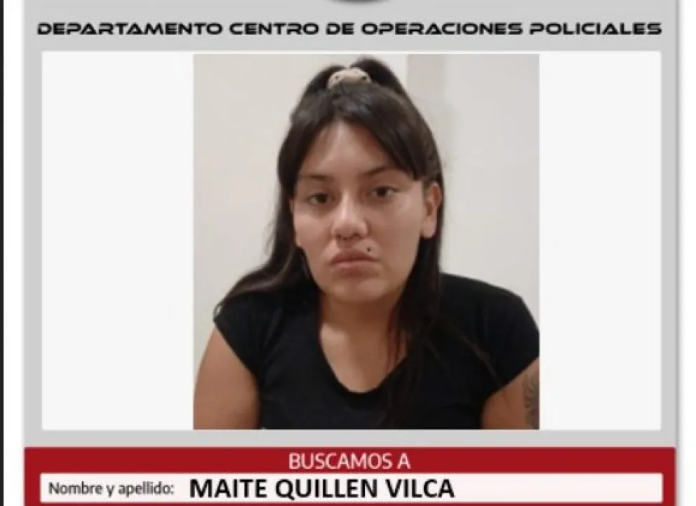 Sube la angustia de familiares y amigos de Maite. Cualquier dato sobre su paradero, suministrarlo a la línea 101 de Neuquén. Foto: Policía de Neuquén.