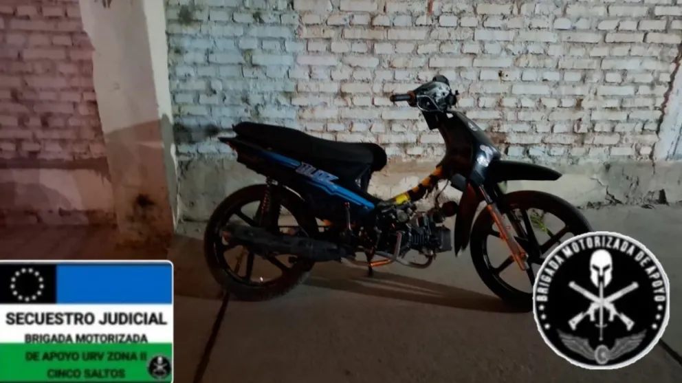 La moto quedó secuestrada y enviada al depósito judicial. Foto: Policía Río Negro.