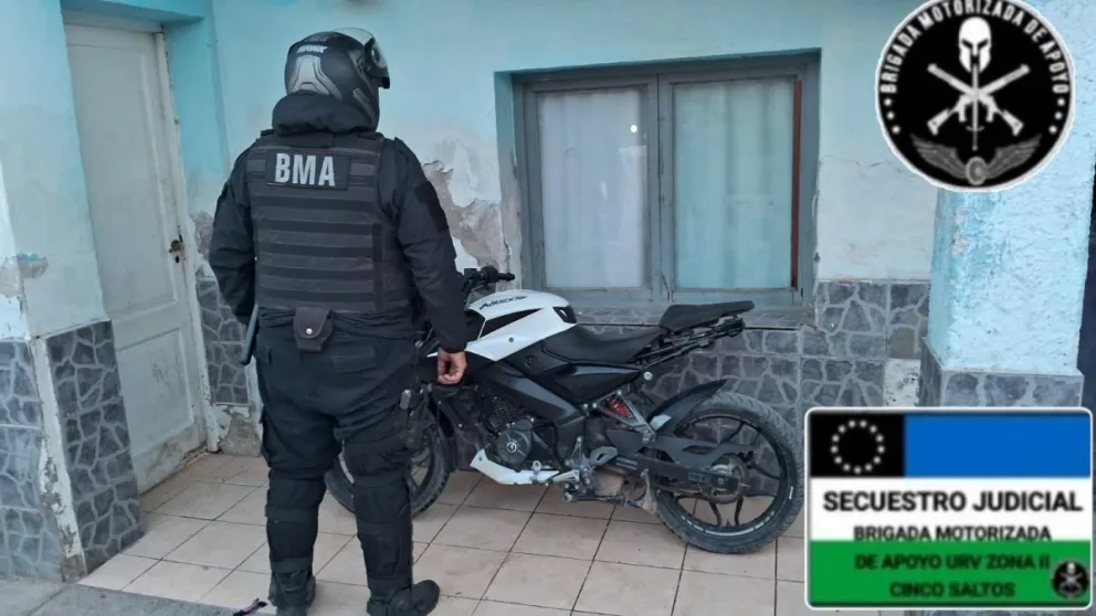 La moto había sido robada en marzo de este año en Vista Alegre. Foto: Policía Río Negro.