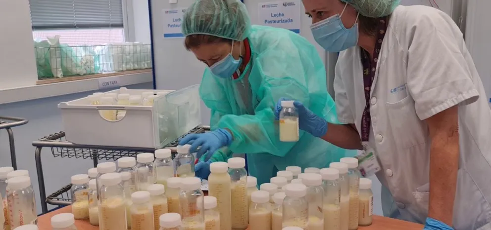 La leche luego pasa por un proceso para ser entregada a los recién nacidos. 