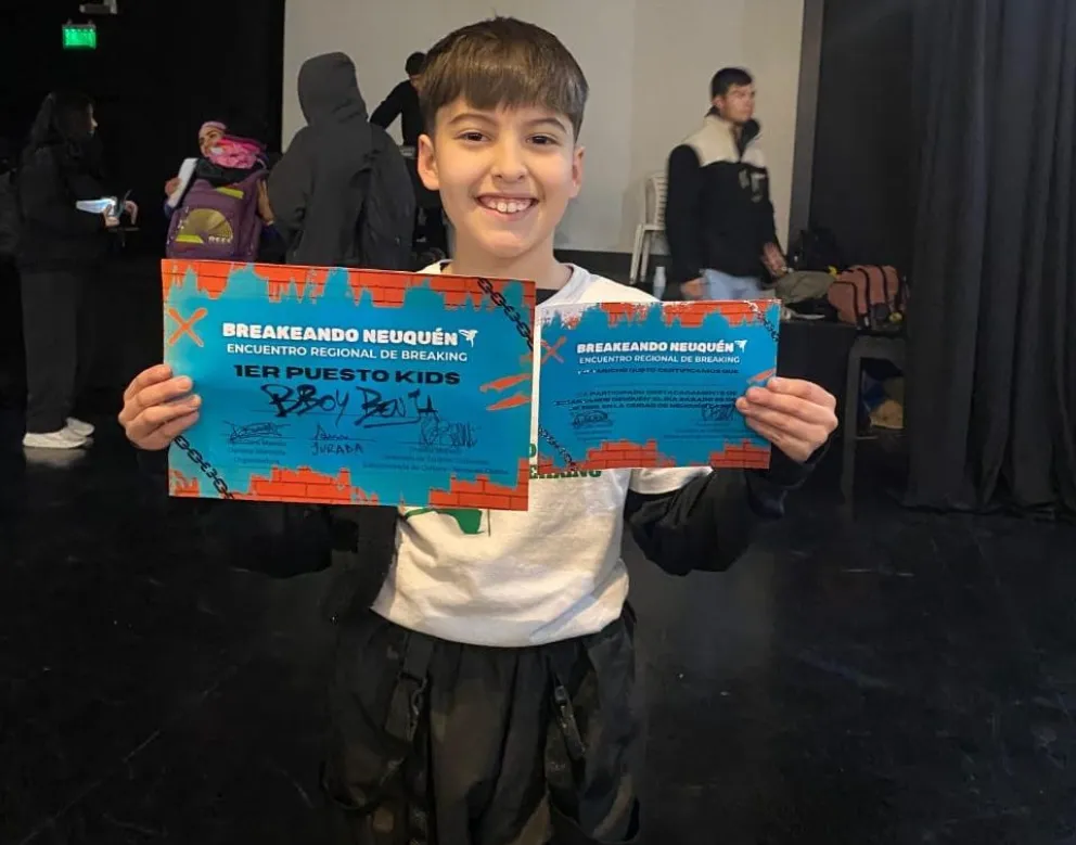 Benja Rivero, 9 años y todo un mundo de ilusiones para continuar en las competencias de breaking. Foto: gentileza.