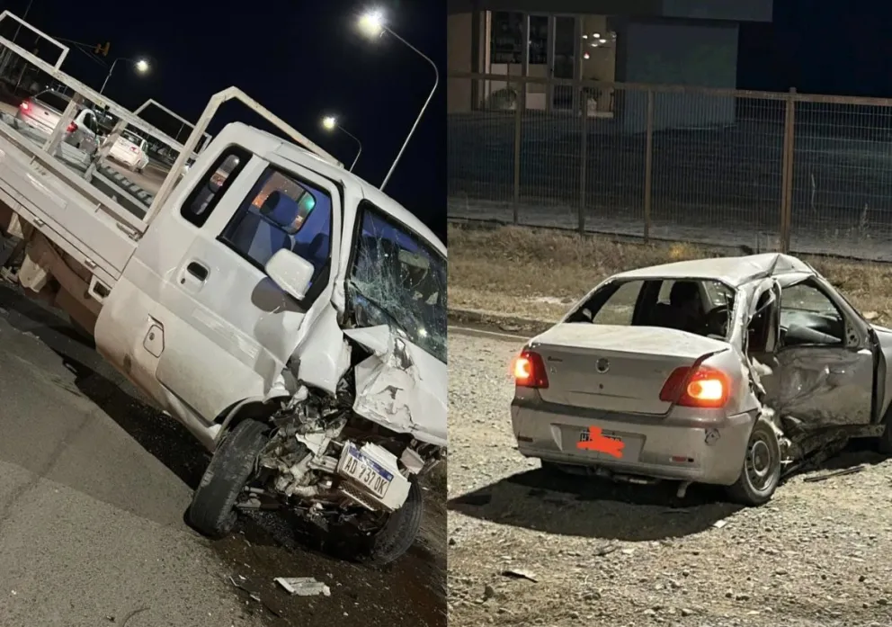 La camioneta impactó violentamente contra el lateral del auto (imagen gentileza) 