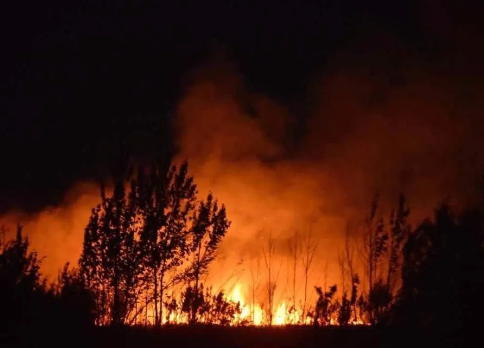 Brigadas de Bomberos Voluntarios y Defensa Civil trabajan en el lugar (Imagen gentileza AN Allen)