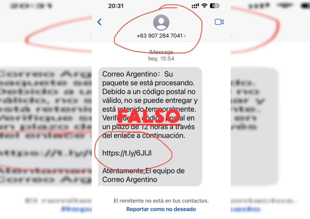 No se debe ingresar al enlace ni responder nada, lo mejor es eliminarlo y bloquear el número. (Foto gentileza)