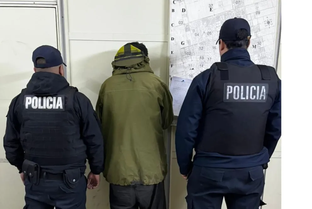El ladrón fue rápidamente reducido por la mujer policía, que después lo entregó al patrullero de la comisaría 32. Foto: Policía Río Negro.