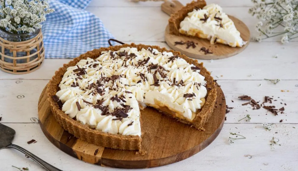 Tarta banoffee hecha en casa. 