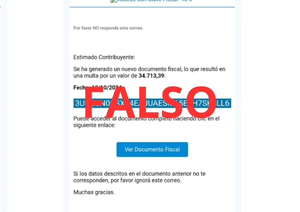 Solicitan no ingresar a ningún enlace de mails no solicitados. 