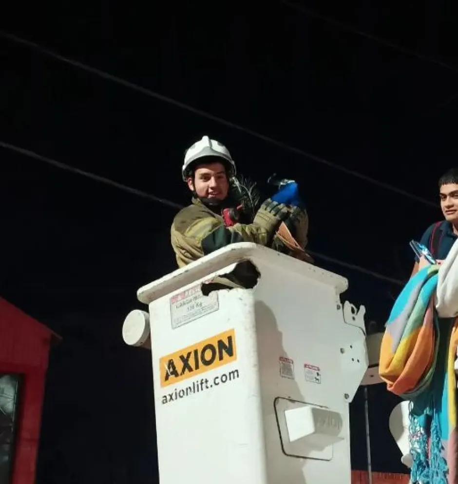 Fue más de una hora de trabajo para poder agarrarlo y dejarlo en una vivienda. (Foto gentileza)