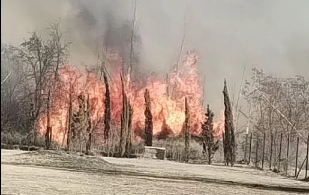 Dotaciones de Fernández Oro, Cipolletti y Allen trabajaron varias horas hasta poder controlar el siniestro. Foto: gentileza Inforo.