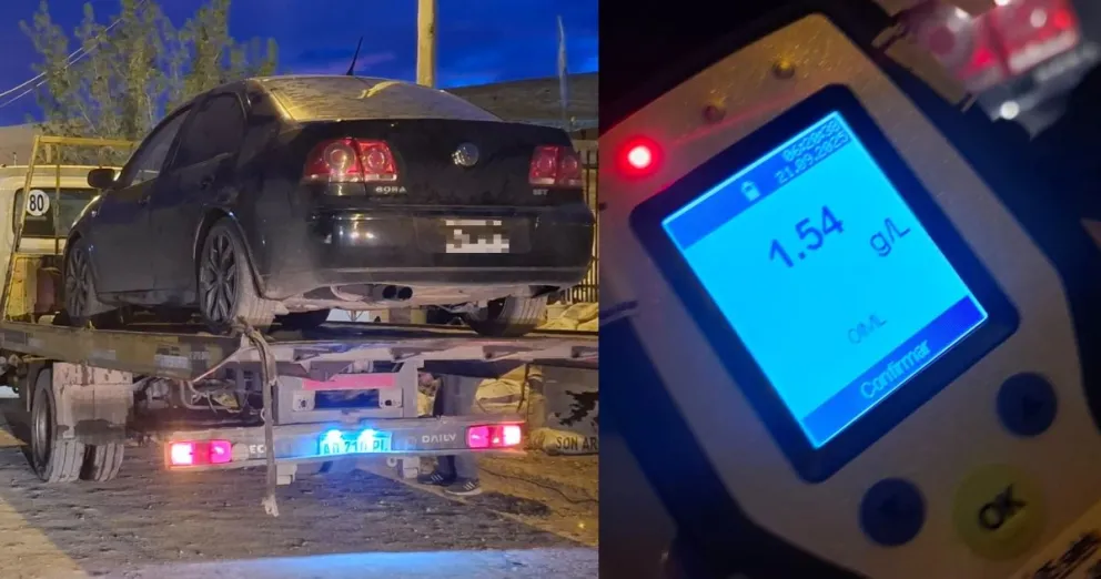 El conductor del Bora negro trató de eludir un control policial y lo detuvieron después de una persecución de varios minutos. Tenía 1,54 gr/l de alcohol en sangre. Foto: gentileza CD.