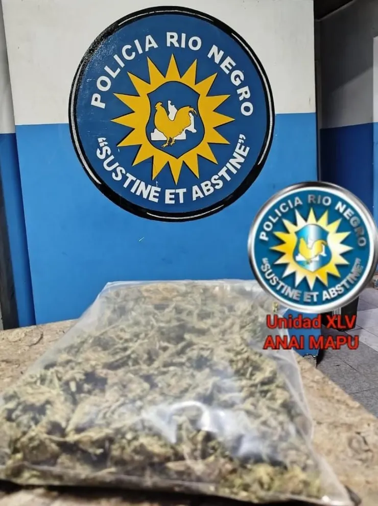 La unidad 45 de Cipolletti intervino en un procedimiento de rutina que finalizó con el secuestro de marihuana. | Foto Policía Río Negro