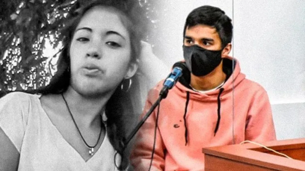 Agostina tenía 17 años cuando fue asesinada. A la derecha, Sergio Rebolledo durante el juicio en el que fue condenado a prisión perpetua. Foto: archivo.