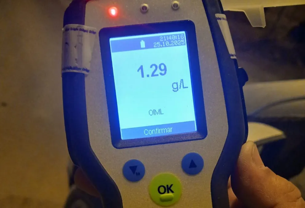 El valor más alto fue de 1.87 g/l, por debajo del récord de este año. Foto: Policía de Río Negro.