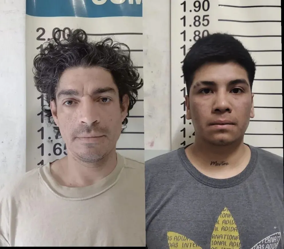 Kovalow (izq), y Peña (der), son intensamente buscados en todo el Alto Valle. Se sospecha que podrían estar en Neuquén. Foto: Policía Río Negro.