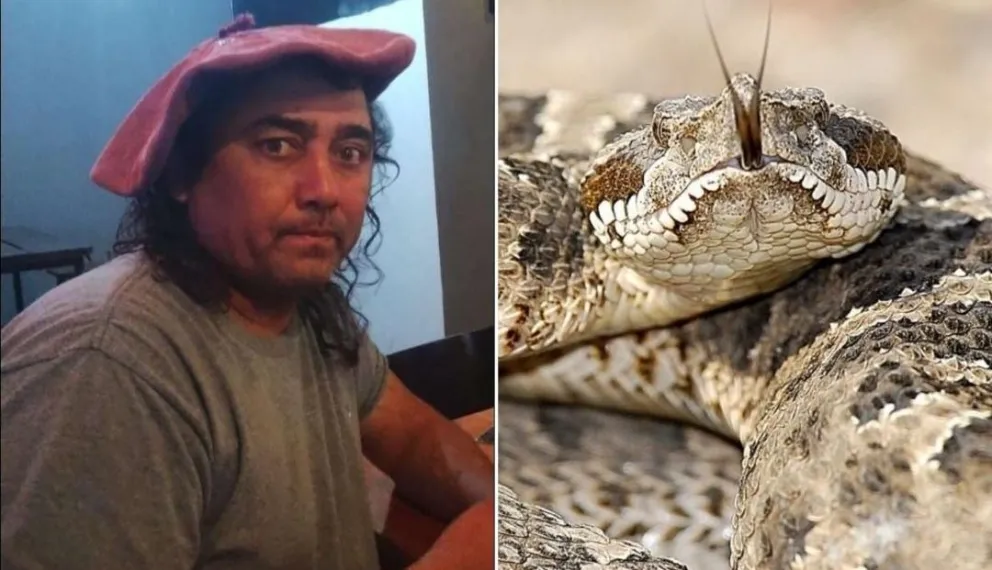 Miguel Contreras (44) está luchando por su vida en Cipolletti tras una presunta mordedura de yarará mientras trabajaba en Cutral Co. Foto gentileza