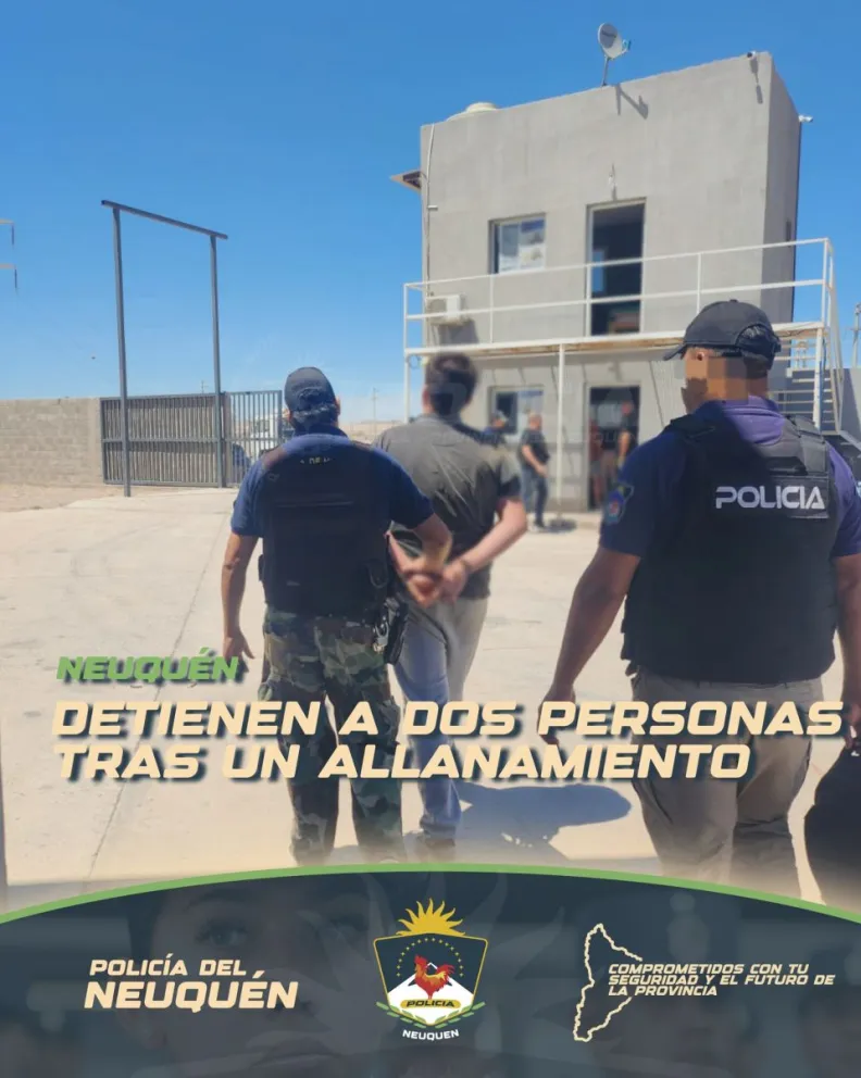 El allanamiento se realizó en Parque Industrial de Neuquén. Foto Prensa Policía de Neuquén