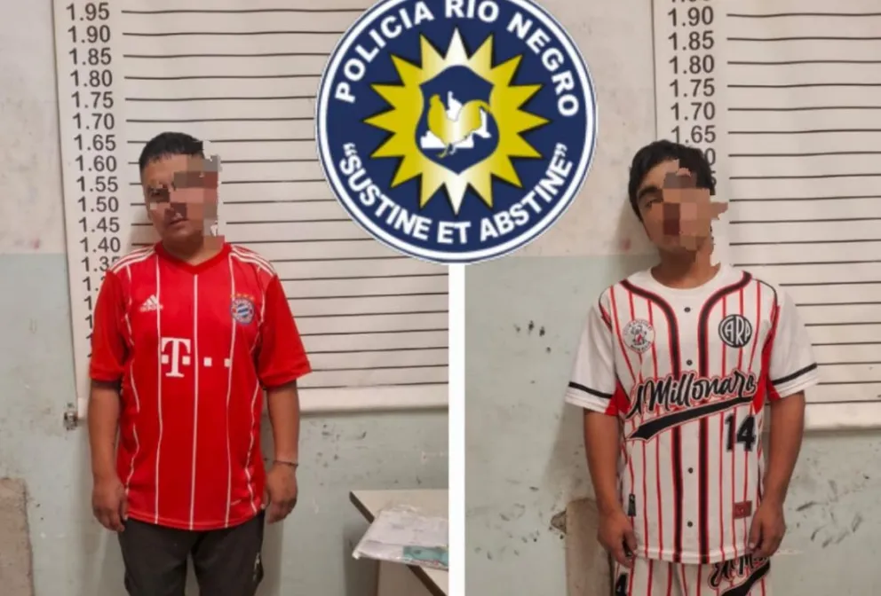 Los dos jóvenes fueron detenidos a pocas cuadras del Paseo. Se les inició una causa por hurto. Foto: Policía Río Negro.