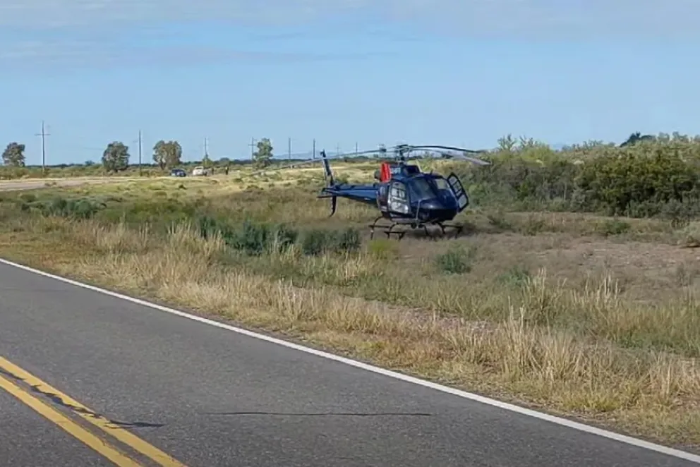 Un helicóptero de la policía mendocina halló el cuerpo del infortunado comerciante, a algunos kilómetros de Carmensa, en el sur de la provincia cuyana. Foto: TVA de General Alvear.