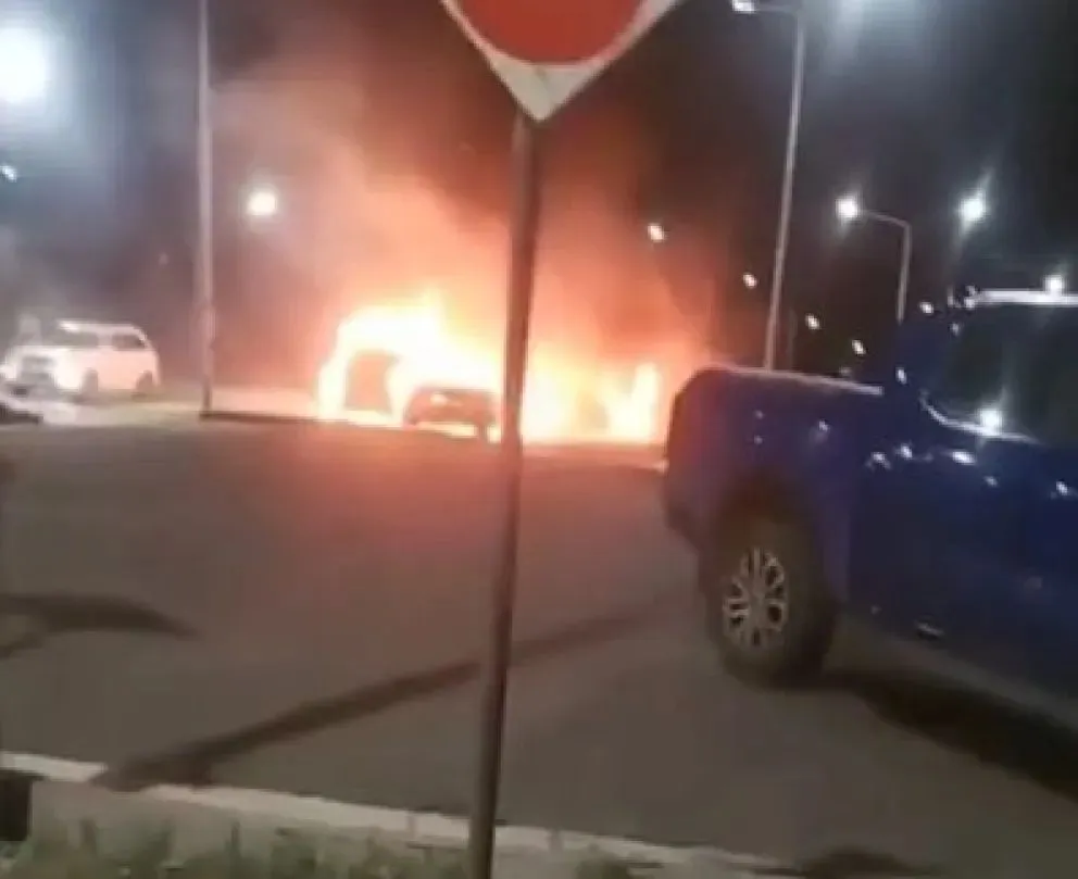 El fuego destruyó seis autos de alta gama estacionados frente a la Legislatura neuquina.