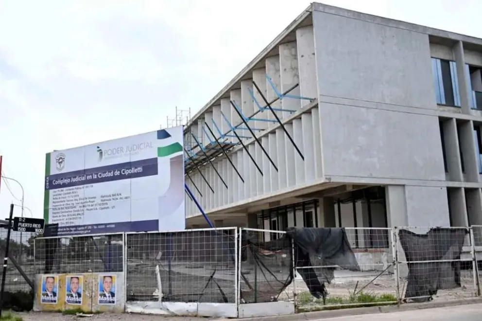 La obra del Complejo Judicial de Cipolletti comenzó en 2020, y tiene un avance del 70 por ciento. Foto archivo Cipo360